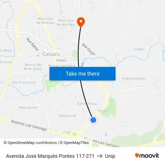 Avenida José Marquês Pontes 117-271 to Unip map