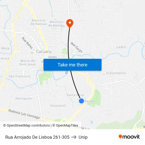 Rua Arrojado De Lisboa 261-305 to Unip map