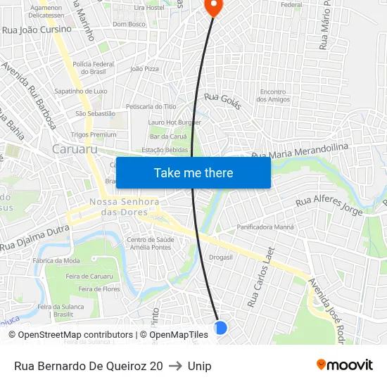 Rua Bernardo De Queiroz 20 to Unip map