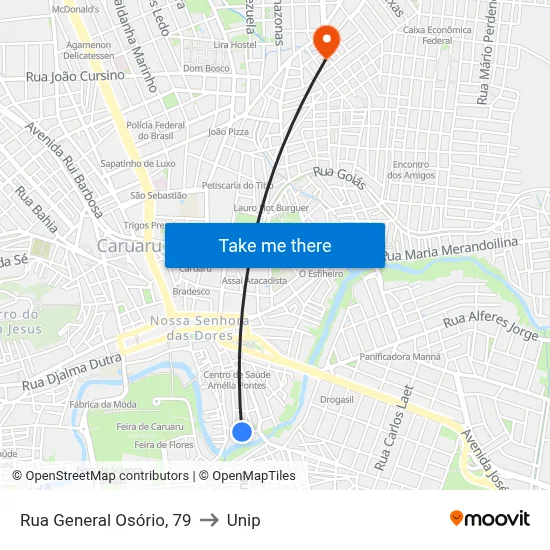 Rua General Osório, 79 to Unip map