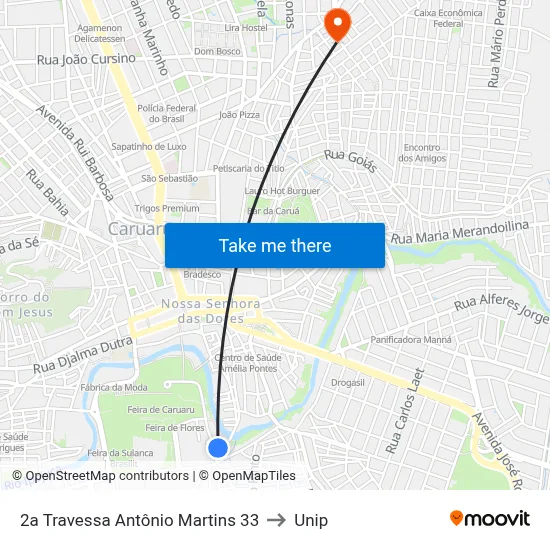 2a Travessa Antônio Martins 33 to Unip map