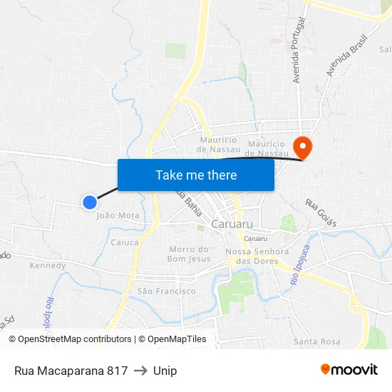 Rua Macaparana 817 to Unip map