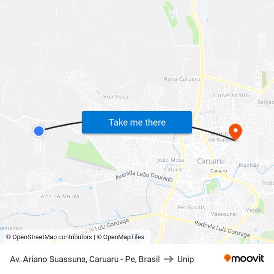 Av. Ariano Suassuna, Caruaru - Pe, Brasil to Unip map