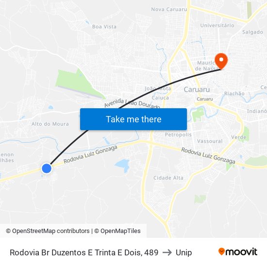 Rodovia Br Duzentos E Trinta E Dois, 489 to Unip map