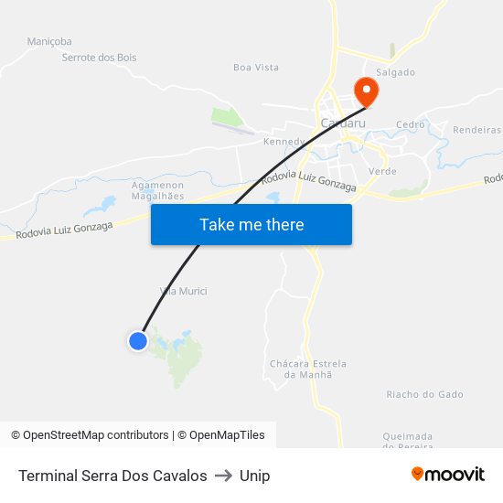 Terminal Serra Dos Cavalos to Unip map