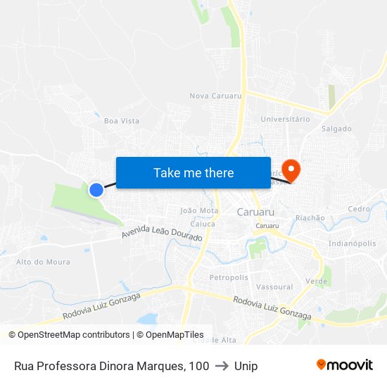 Rua Professora Dinora Marques, 100 to Unip map