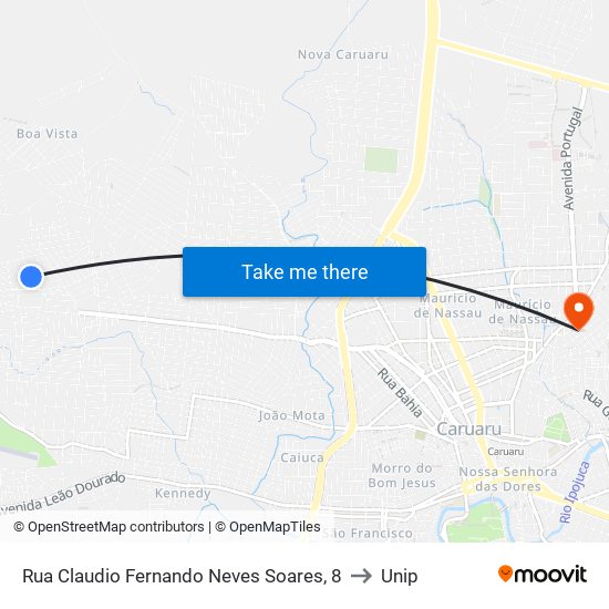 Rua Claudio Fernando Neves Soares, 8 to Unip map