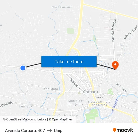 Avenida Caruaru, 407 to Unip map