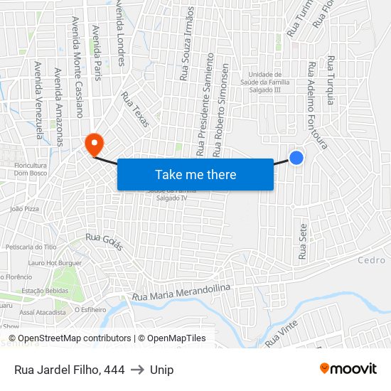 Rua Jardel Filho, 444 to Unip map