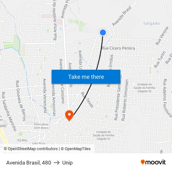 Avenida Brasil, 480 to Unip map