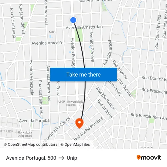 Avenida Portugal, 500 to Unip map