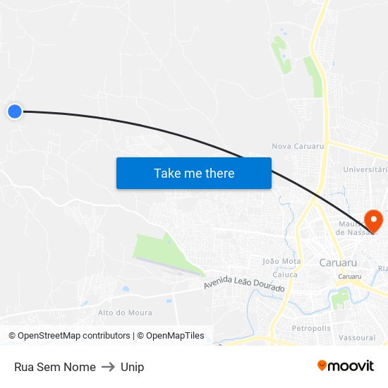 Rua Sem Nome to Unip map