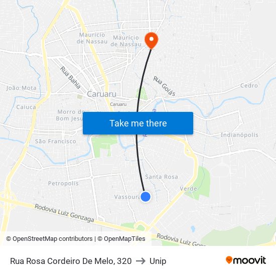 Rua Rosa Cordeiro De Melo, 320 to Unip map