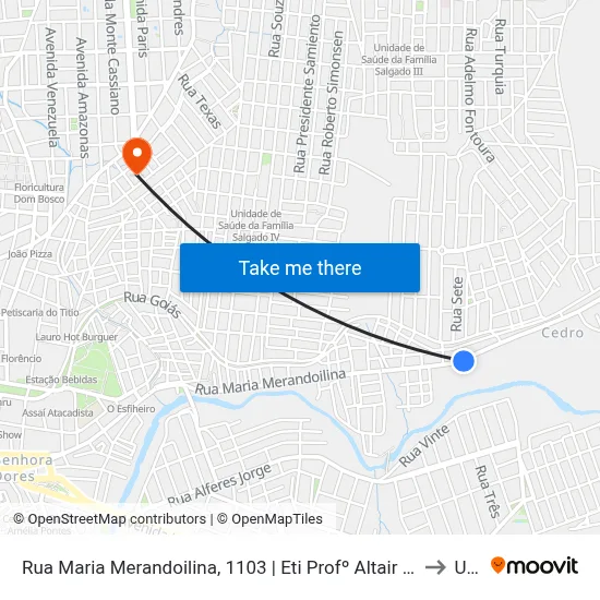 Rua Maria Merandoilina, 1103 | Eti Profº Altair Nunes Porto Filho to Unip map