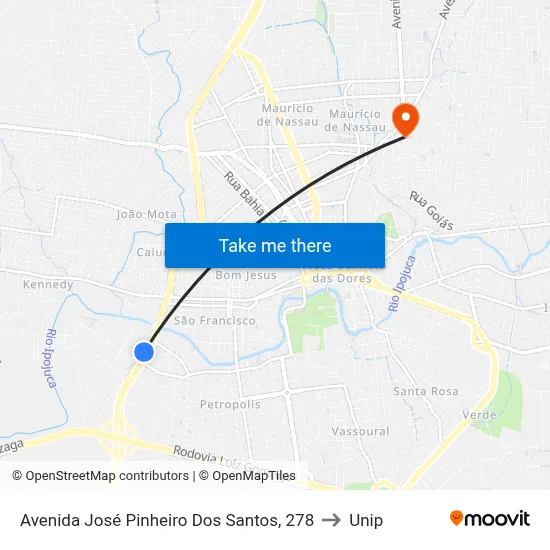 Avenida José Pinheiro Dos Santos, 278 to Unip map