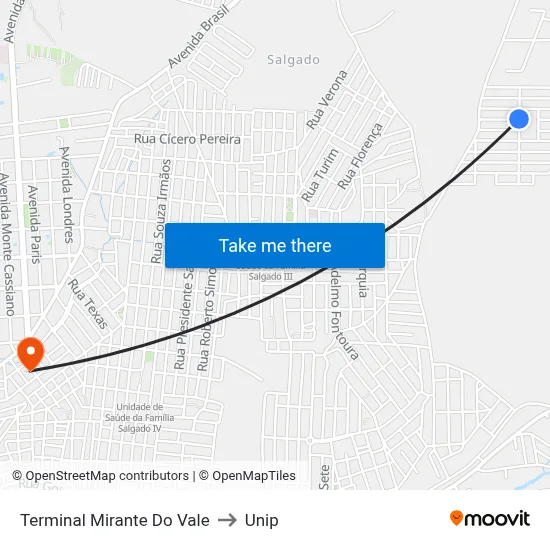 Terminal Mirante Do Vale to Unip map