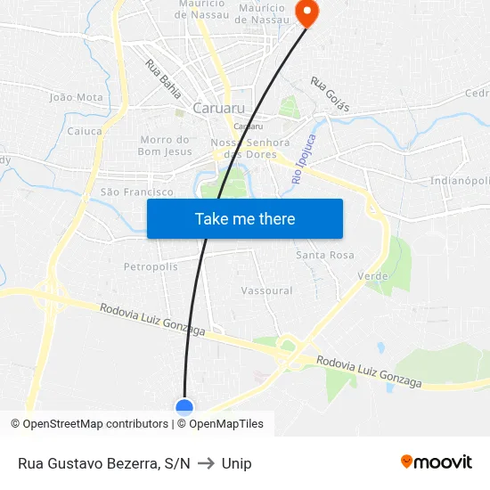 Rua Gustavo Bezerra, S/N to Unip map