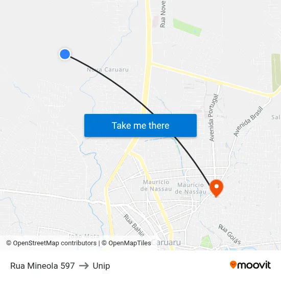 Rua Mineola 597 to Unip map