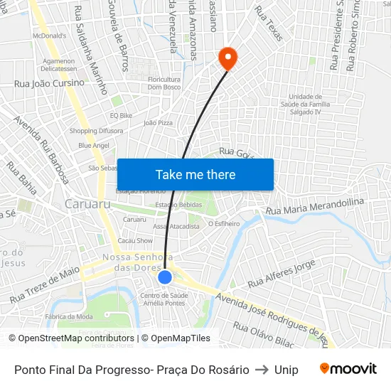Ponto Final Da Progresso- Praça Do Rosário to Unip map