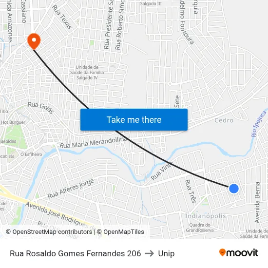 Rua Rosaldo Gomes Fernandes 206 to Unip map