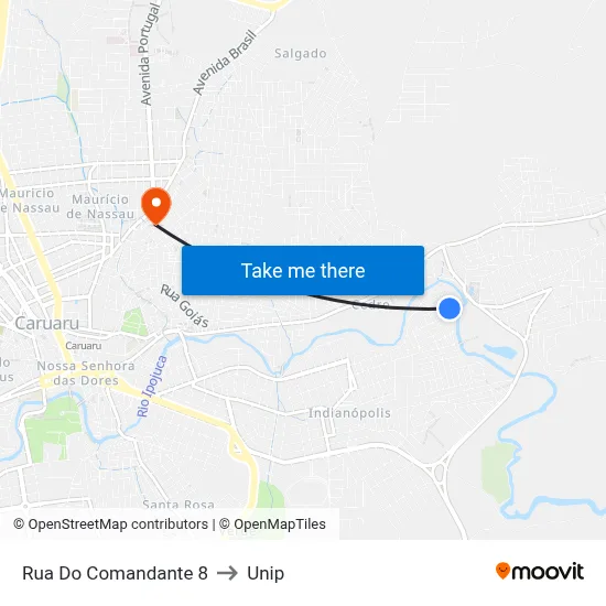 Rua Do Comandante 8 to Unip map