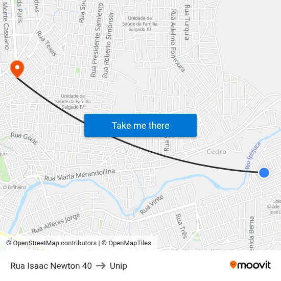 Rua Isaac Newton 40 to Unip map