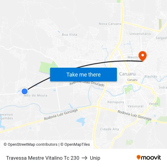 Travessa Mestre Vitalino Tc 230 to Unip map