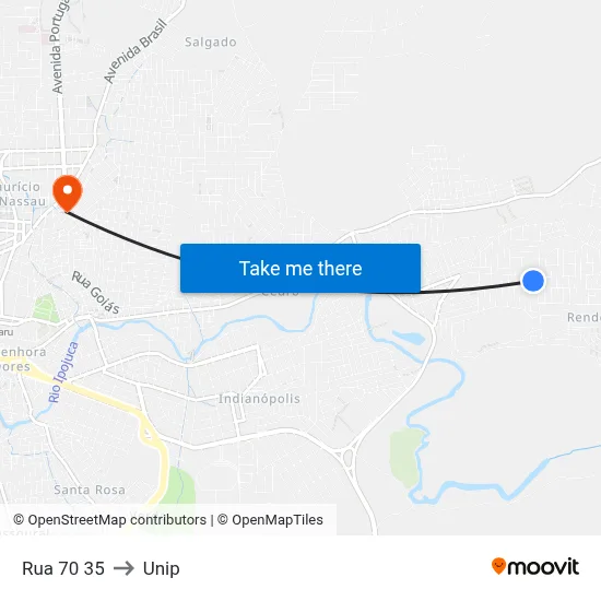 Rua 70 35 to Unip map