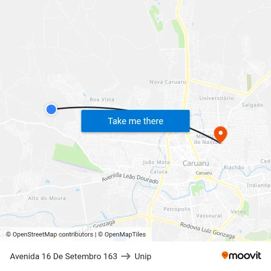 Avenida 16 De Setembro 163 to Unip map