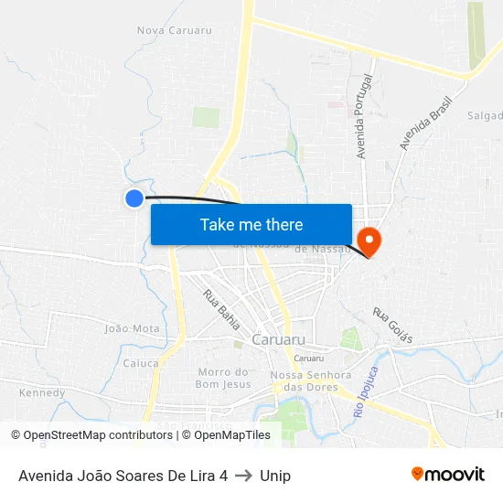 Avenida João Soares De Lira 4 to Unip map