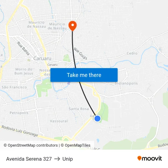 Avenida Serena 327 to Unip map