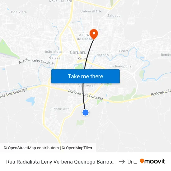 Rua Radialista Leny Verbena Queiroga Barros 204 to Unip map