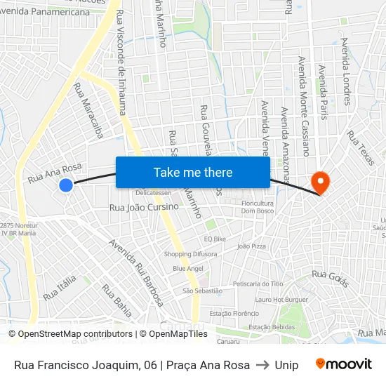 Rua Francisco Joaquim, 06 | Praça Ana Rosa to Unip map