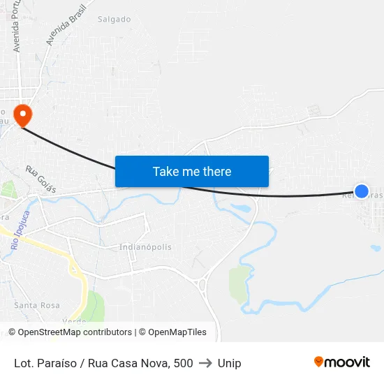 Lot. Paraíso / Rua Casa Nova, 500 to Unip map