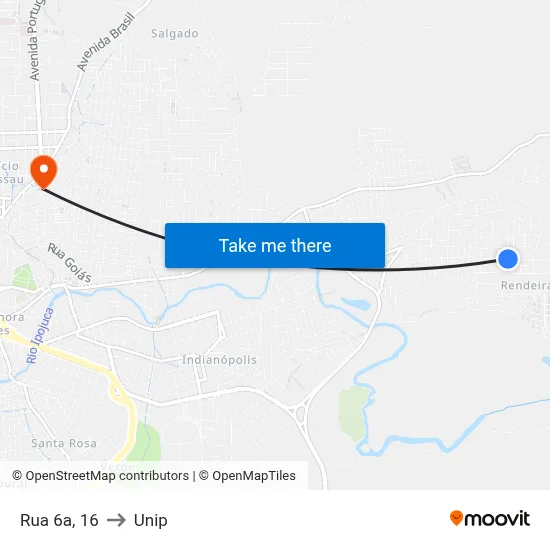 Rua 6a, 16 to Unip map