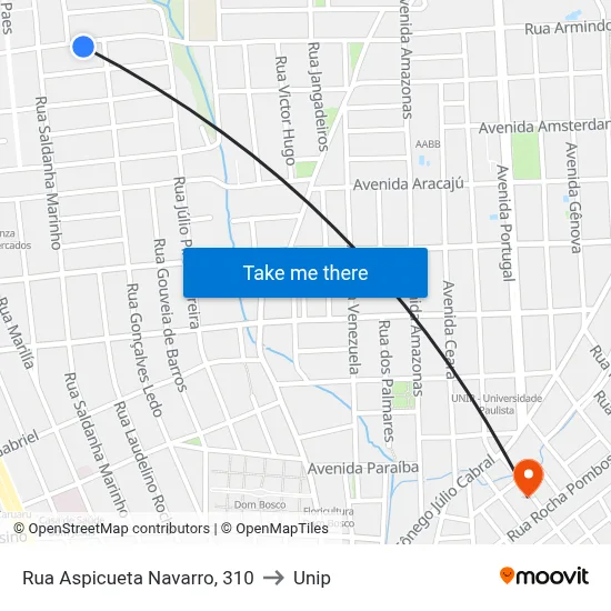 Rua Aspicueta Navarro, 310 to Unip map