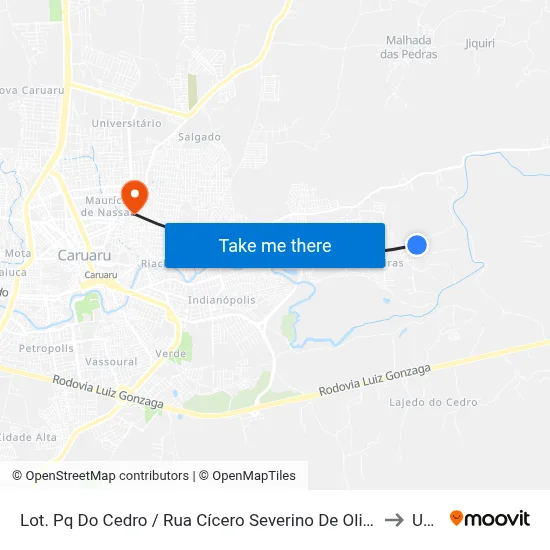 Lot. Pq Do Cedro / Rua Cícero Severino De Oliveira, 01 to Unip map