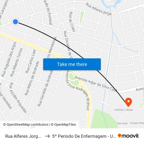 Rua Alferes Jorge, 185-199 to 5º Período De Enfermagem - UNIFAVIP I Devry map