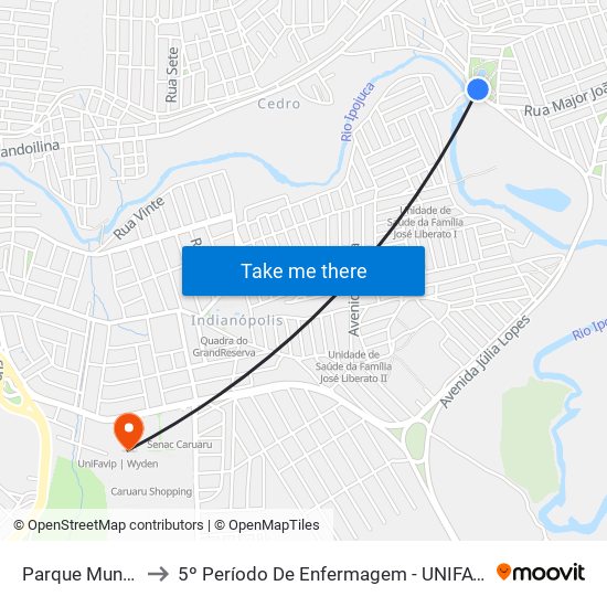 Parque Municipal to 5º Período De Enfermagem - UNIFAVIP I Devry map