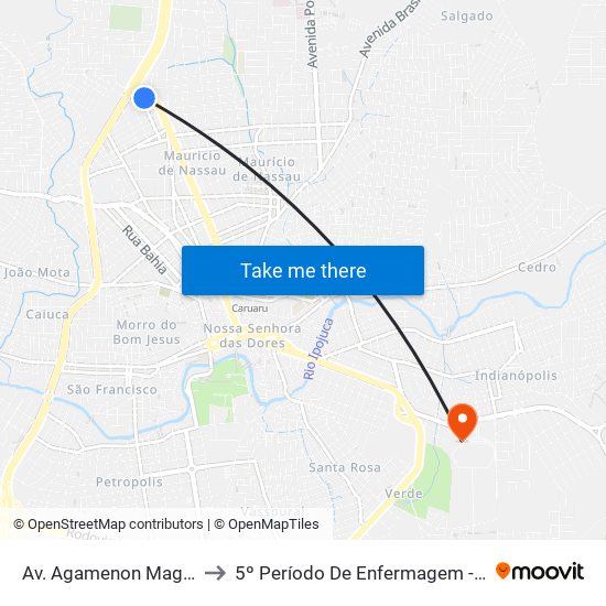 Av. Agamenon Magalhães, 1501 to 5º Período De Enfermagem - UNIFAVIP I Devry map