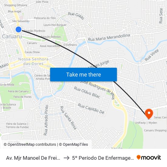 Av. Mjr Manoel De Freitas | Pharmaderme to 5º Período De Enfermagem - UNIFAVIP I Devry map