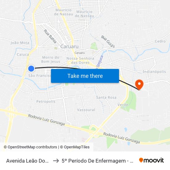 Avenida Leão Dourado, 162 to 5º Período De Enfermagem - UNIFAVIP I Devry map