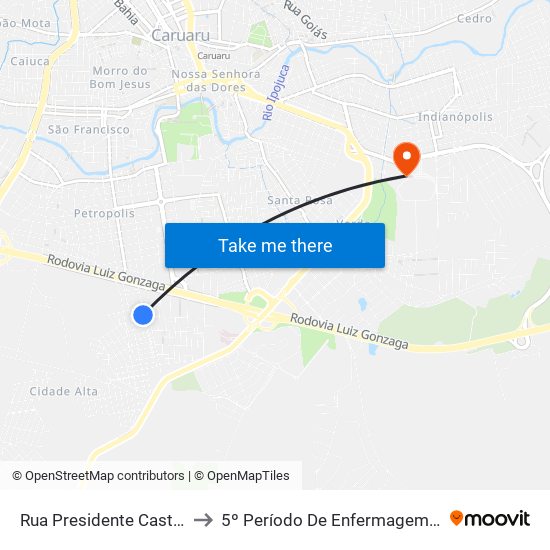 Rua Presidente Castelo Branco, 80 to 5º Período De Enfermagem - UNIFAVIP I Devry map