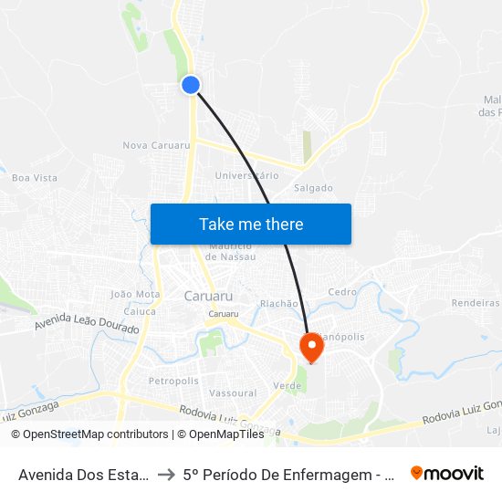 Avenida Dos Estados, 1681 to 5º Período De Enfermagem - UNIFAVIP I Devry map