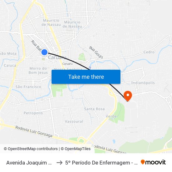 Avenida Joaquim Nabuco 145 to 5º Período De Enfermagem - UNIFAVIP I Devry map