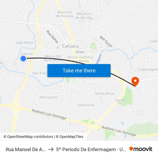 Rua Manoel De Abreu, 317 to 5º Período De Enfermagem - UNIFAVIP I Devry map