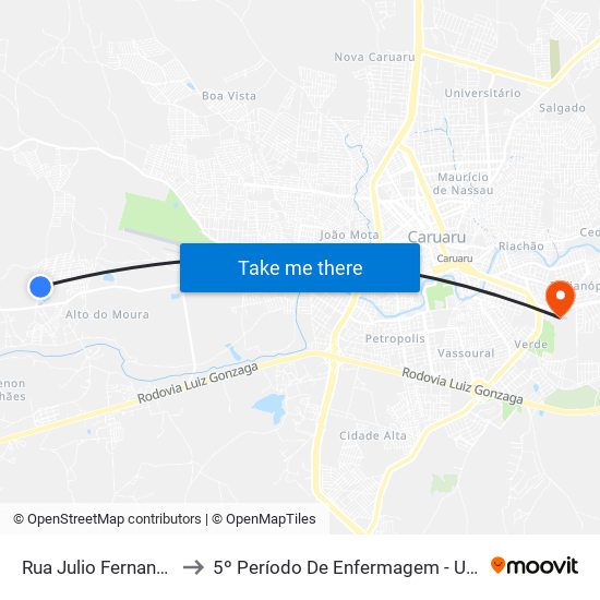 Rua Julio Fernandes, 2001 to 5º Período De Enfermagem - UNIFAVIP I Devry map