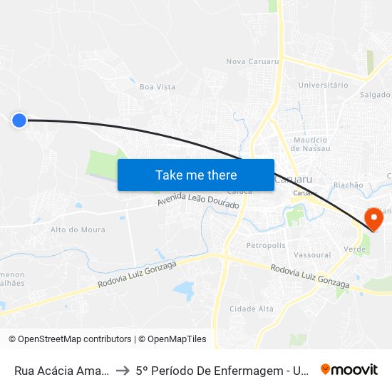 Rua Acácia Amarela, S/N to 5º Período De Enfermagem - UNIFAVIP I Devry map