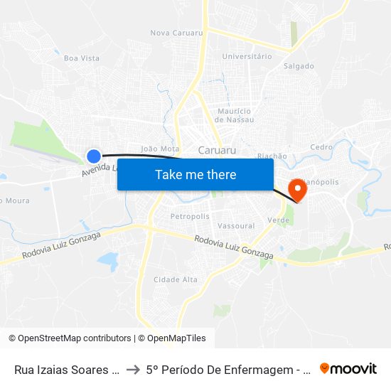 Rua Izaias Soares Bezerra, 40 to 5º Período De Enfermagem - UNIFAVIP I Devry map