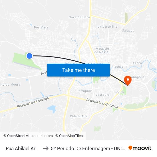 Rua Abilael Araújo, 11 to 5º Período De Enfermagem - UNIFAVIP I Devry map